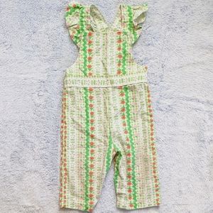 VTG 9M Ruffle Strap Jumpsuit Overalls 70s Gingham Floral Stripe Health-Tex